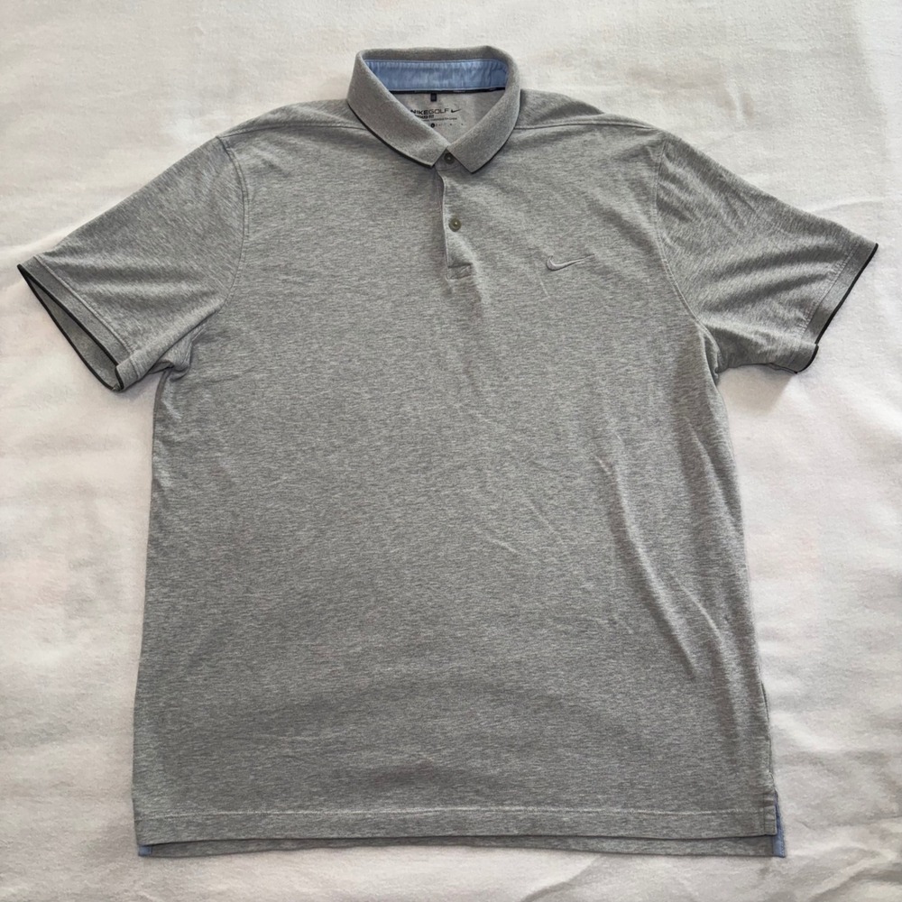 Nike Golf Dri-FIT Standard Fit Polo Shirt Gray Mens Large Preppy Activewear